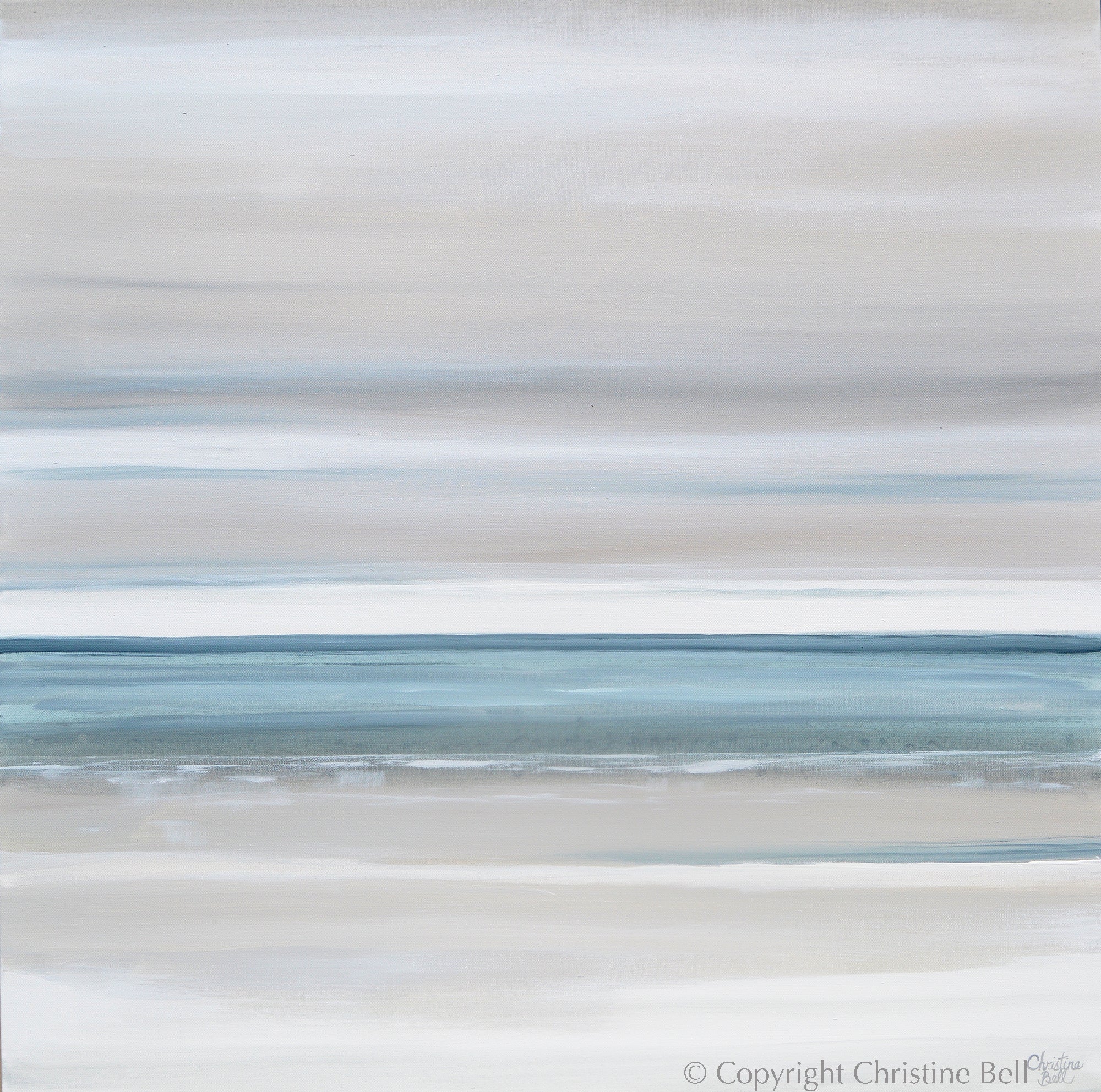 "Marine Layer" GICLEE PRINT Coastal Abstract Painting - 16x16" / Gicle Stretched Canvas Print