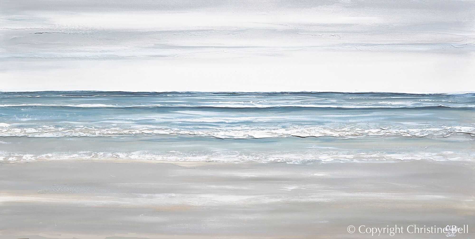 "Symphony of the Sea"" GICLE PRINT, Modern Coastal Ocean Seascape - Gicle Stretched Canvas Print / 24x12"